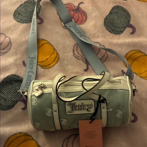 Juicy Couture Handbags - Juicy Couture Pale Blue & White Barrel Crossbody Bag